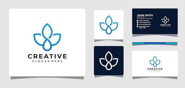 Beauty lotus flower logo template with business card design inspiration