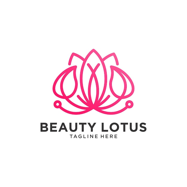 beauty lotus line art logo design