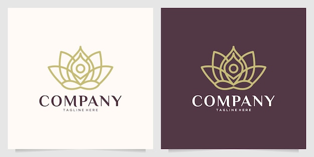 Beauty lotus yoga line art logo design