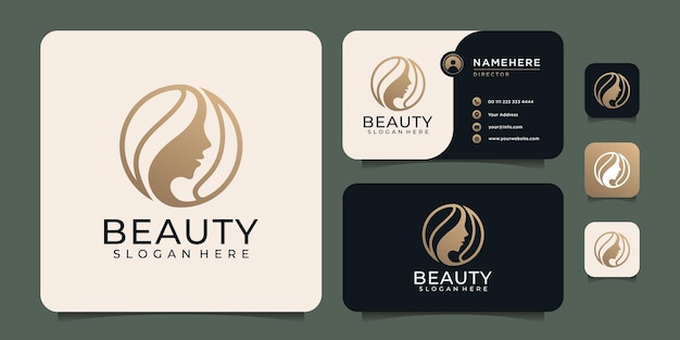 Beauty luxury woman face hair spa logo design for spa decoration and yoga