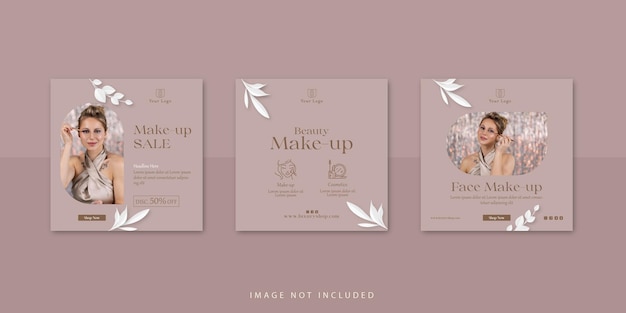 Beauty make-up  cosmetics social media instagram post template