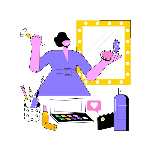 Beauty and makeup isolated cartoon vector illustrations