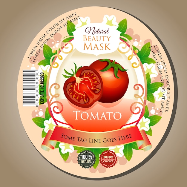 Beauty mask tomato label sticker