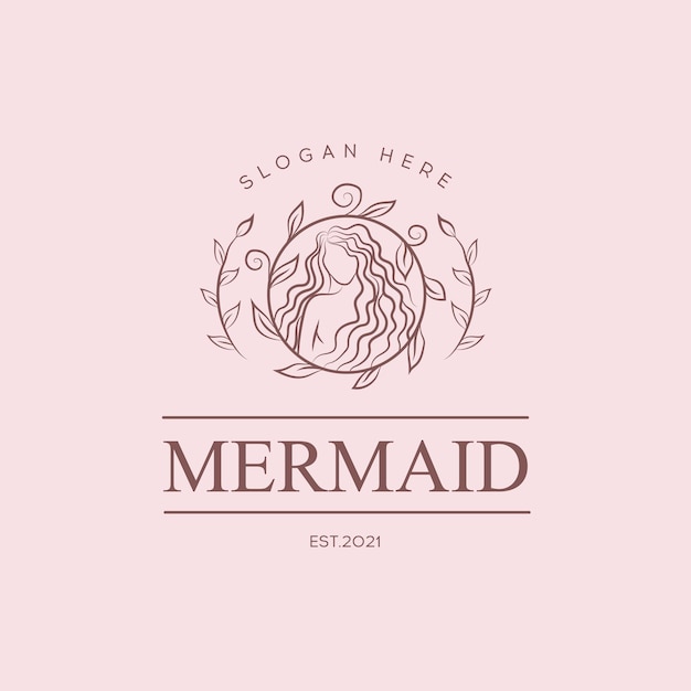 Дизайн логотипа Beauty MermaidGirlsea and palm Mermaid Logo Vector Template Логотип для косметической компании