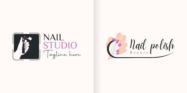 Beauty nail salon logo illustration collection