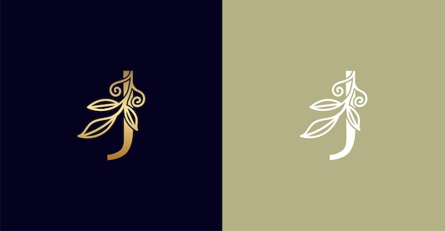 BEAUTY NATURAL LEAF LOGO VECTOR LETTER J