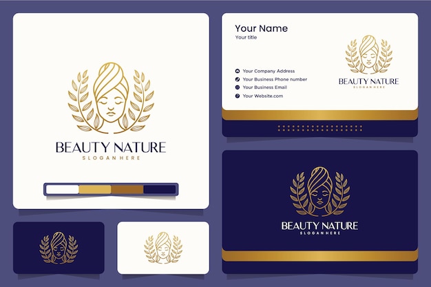 Beauty nature ,lady , flower ,leaves , nature , logo design and business cards