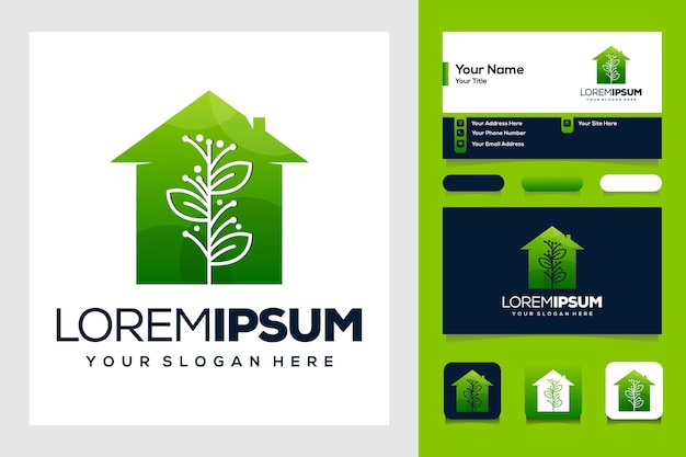 beauty nature leaf and house logo design and business card