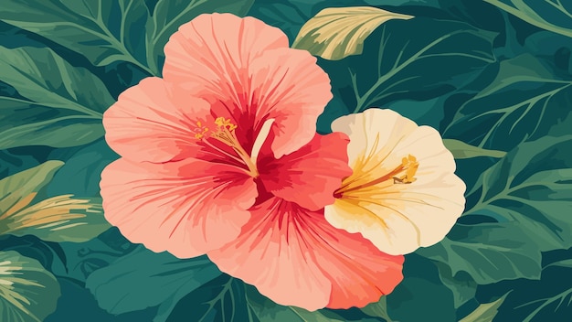 Vector beauty of nature with a colourful hibiscus pattern