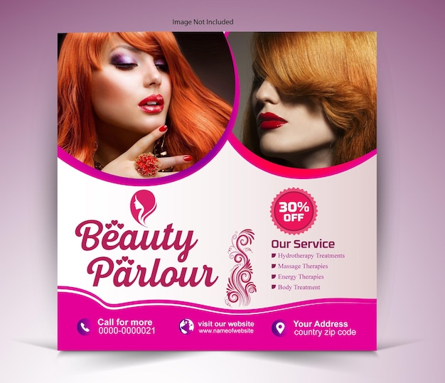 beauty parlour social media poster ontwerp sjabloon