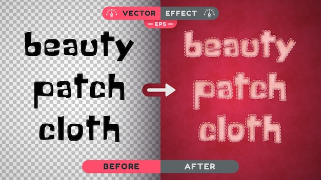 Вектор Стиль шрифта с редактируемым текстовым эффектом beauty patch