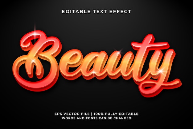 Вектор beauty pink 3d редактируемый текстовый эффект