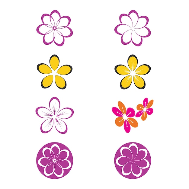 Beauty plumeria icon flowers design illustration Template