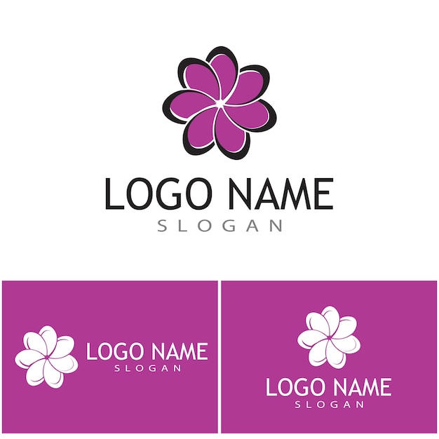 Beauty plumeria icon flowers design illustration Template