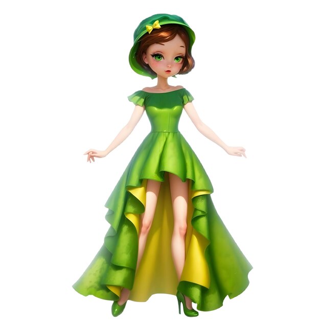 Beauty Princess In Green Dress