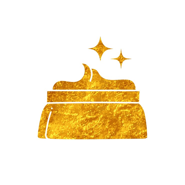 Vector beauty product icon whitening cream sun protection skin whitening drawing in gold color style