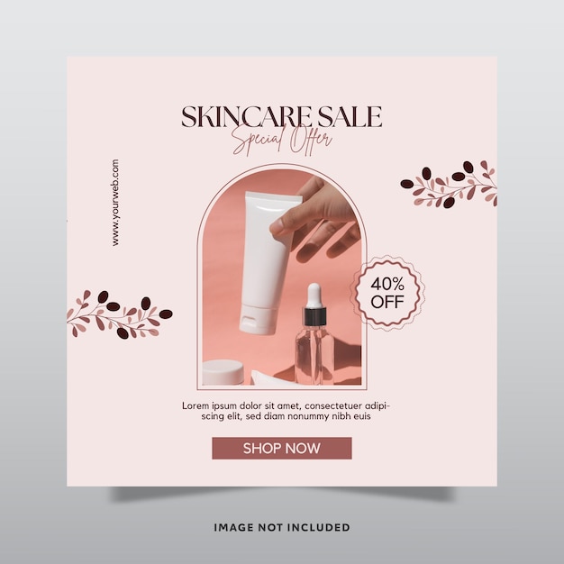 Beauty Product Social Media Post Promo Minimalist Style Vector Template 04