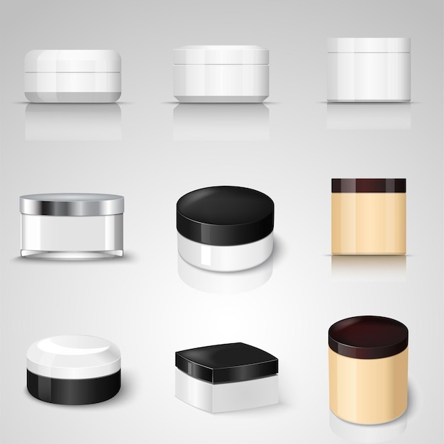 Vector beauty products. packaging containers templates set.