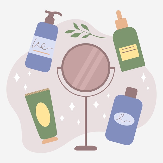 Beauty Products Set Skin Care Cosmetics Isolated Vector Illustration In Flat Style