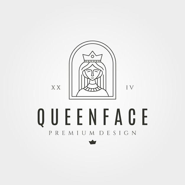 Vector beauty queen face logo vector line art illustration design