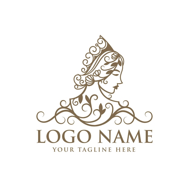 beauty queen floral logo template