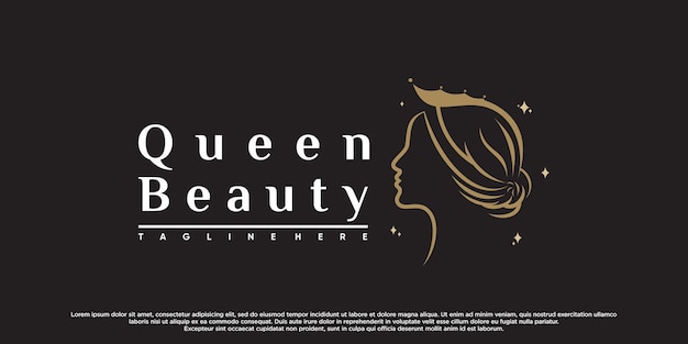 Дизайн логотипа королевы красоты для женщин с современной концепцией Premium векторы