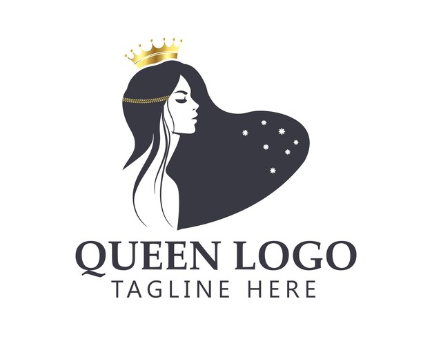 Vector beauty queen logo design vector illustration.