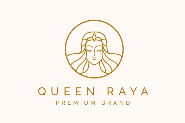 Vector beauty queen with crown logo brand