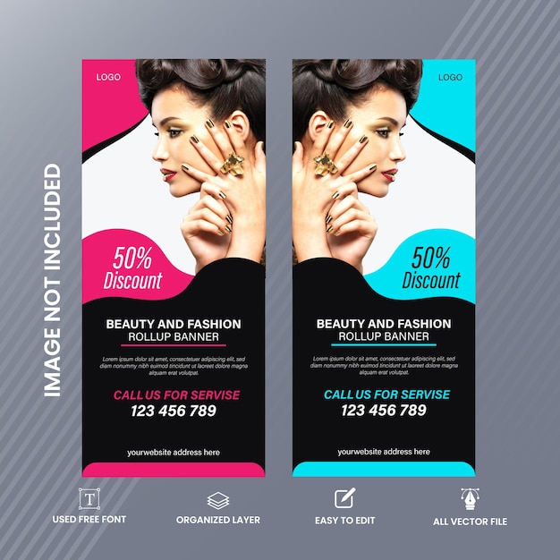 Vector beauty rollup template