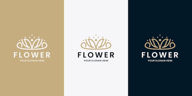 Салон красоты и спа дизайн логотипа цветок вензель линии искусства вектор