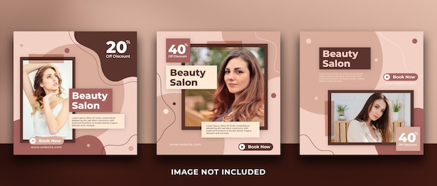 Beauty salon banner social media post template collection