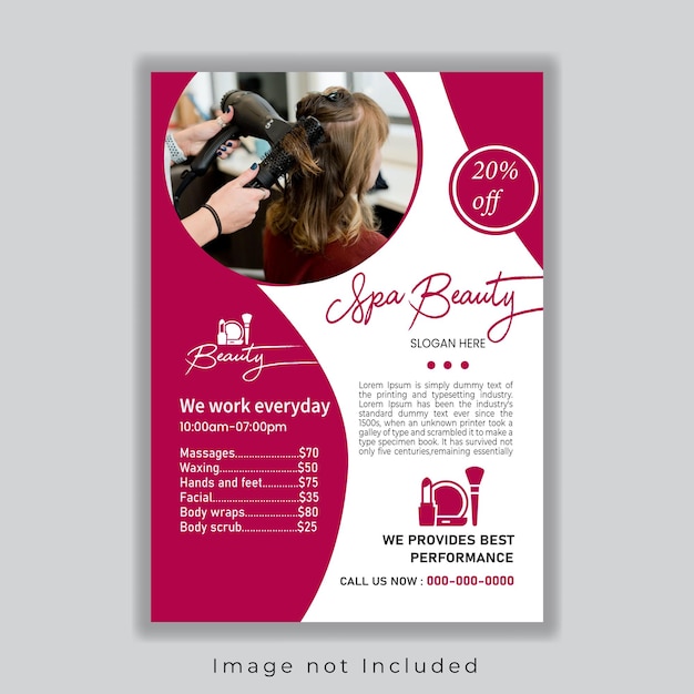 Beauty salon care flyer design template