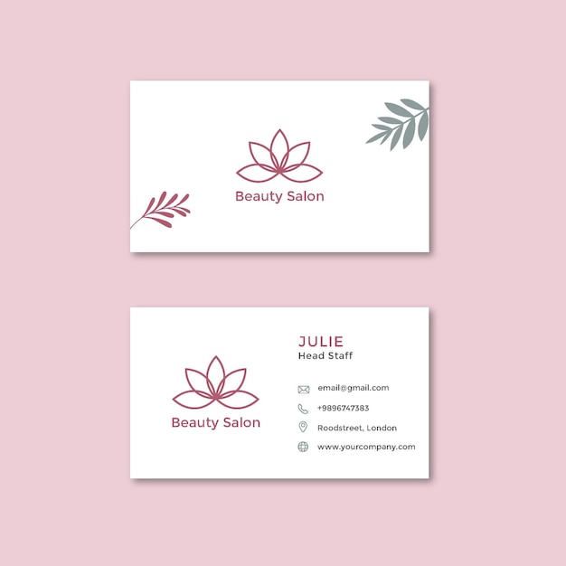 Beauty salon double-sided horizontal business card