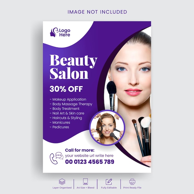 Beauty salon flyer and spa poster print template design