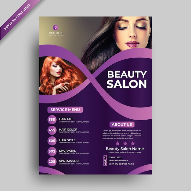 Vector beauty salon flyer vector design template