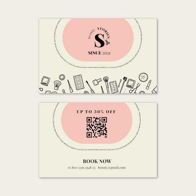 Vector beauty salon horizontal business card