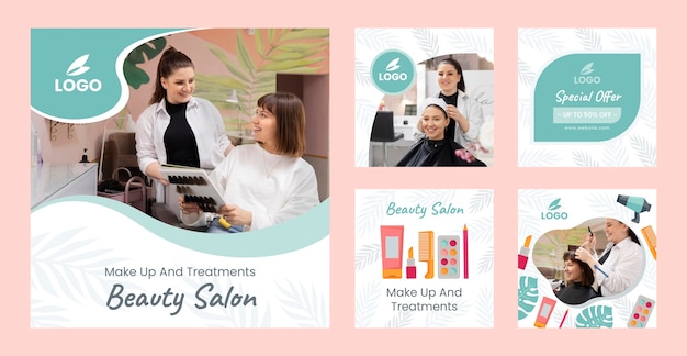 Beauty salon  instagram posts template