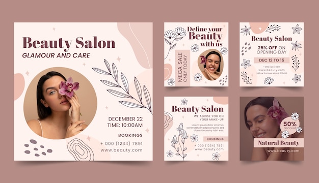 beauty salon  instagram posts template