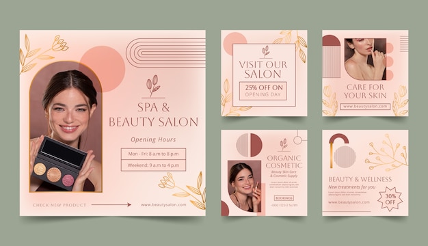 Vector beauty salon  instagram posts template