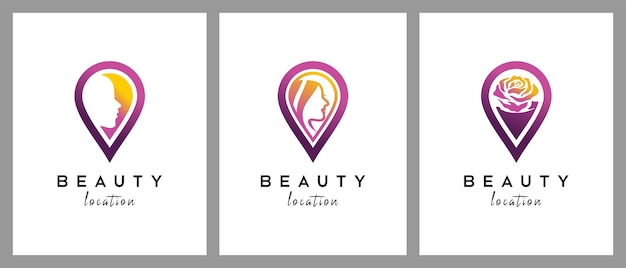 Beauty and salon location pin icon logo design