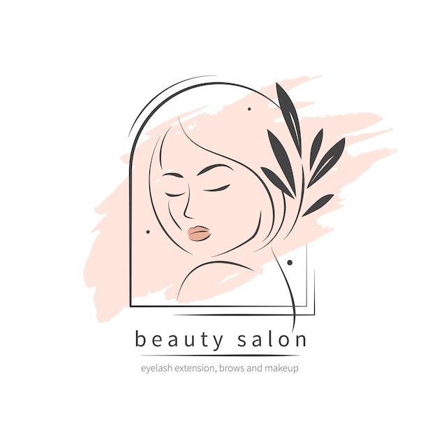 Beauty salon logo Beautiful female face