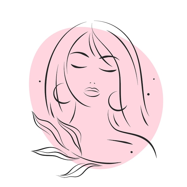 Beauty salon logo. Beautiful female face.