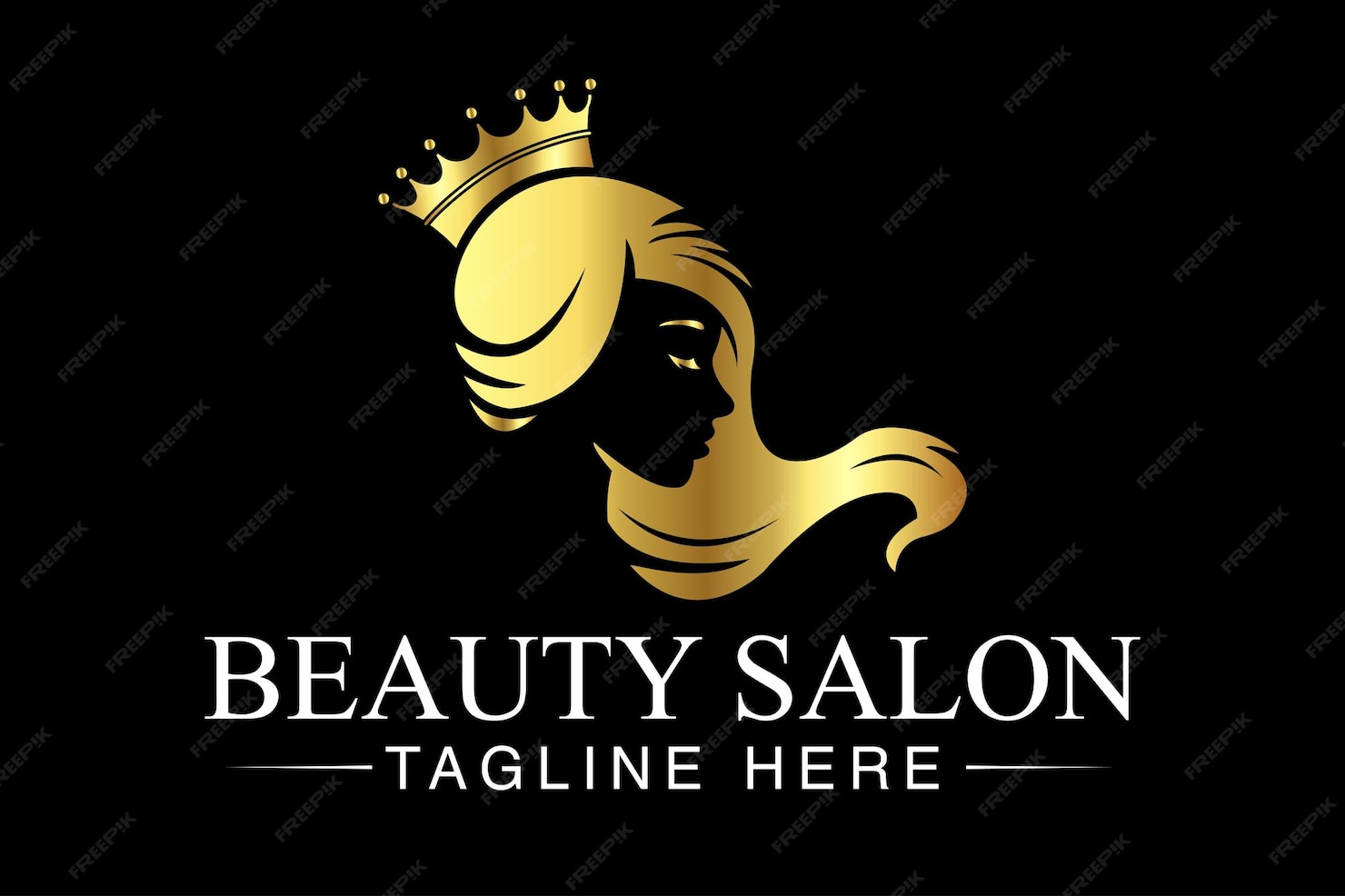 Premium Vector | Beauty salon logo with gold color ,women's hair salon