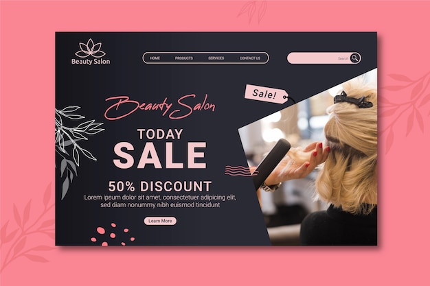 Beauty salon sale landing page template