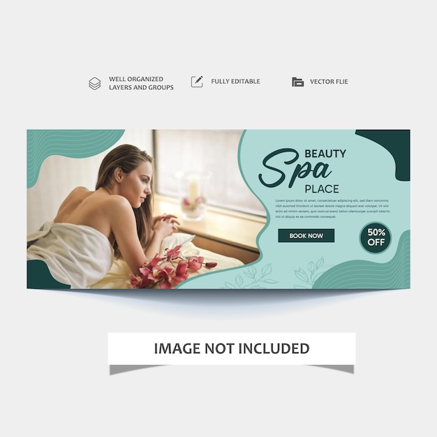 Vector beauty salon social media cover and web banner template design