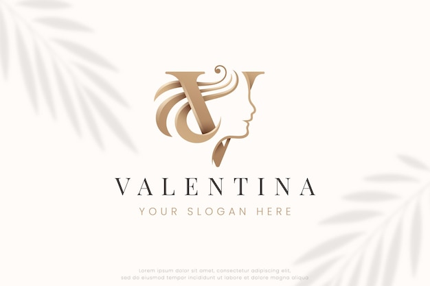 Design del logo donna lettera v salone di bellezza spa