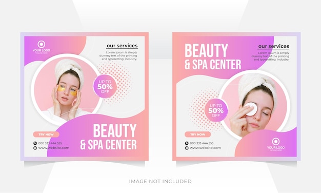 Beauty salon and spa promotion social media post template