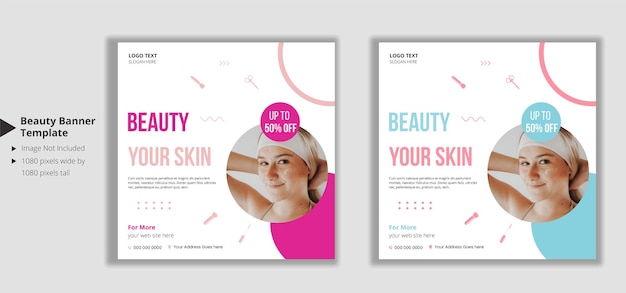 Beauty salon and spa social media and web banner template