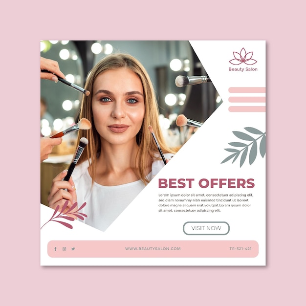 Vector beauty salon square flyer template