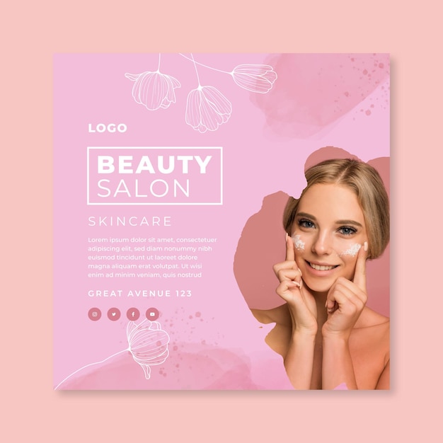 Beauty salon square flyer template